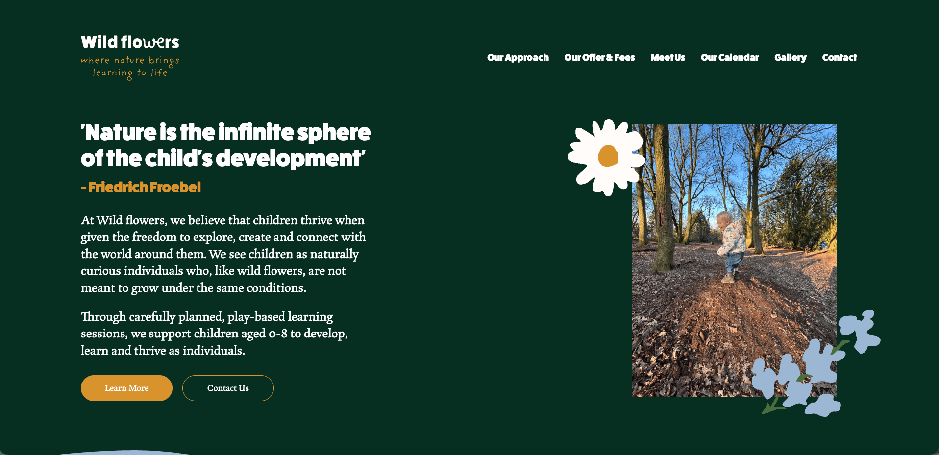 Wild flowers - Website for a play-based learning community based in the UK